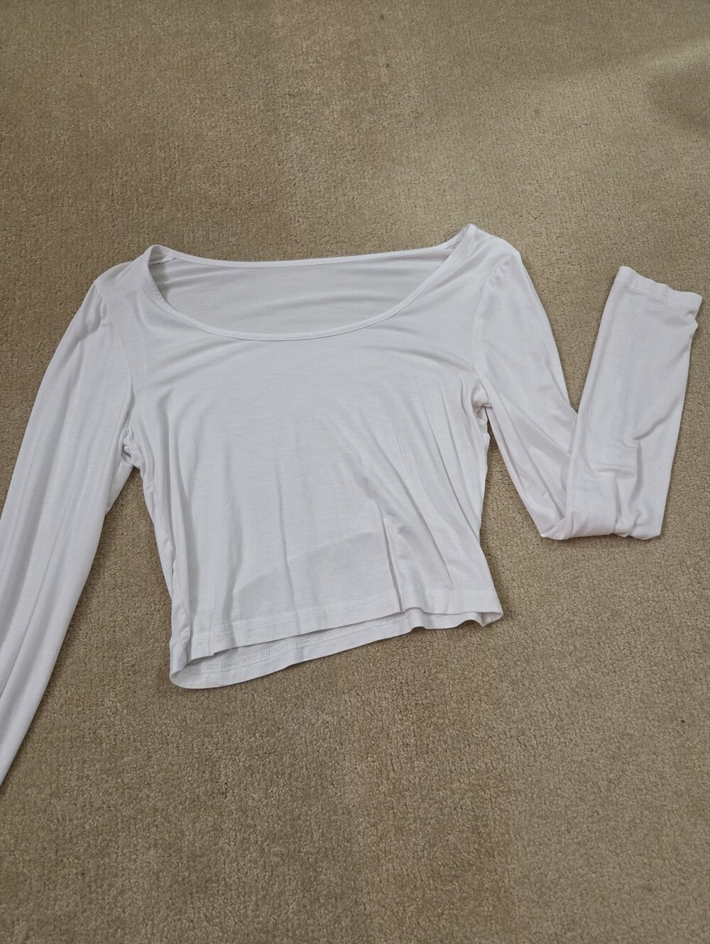 White Long-Sleeve Women's Crop Top